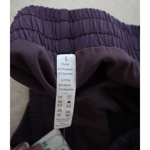 Halara Women's Sz L Purple Play It My Way Drawstring Contrast Mesh 2-in-1 Shorts - Picture 4 of 10